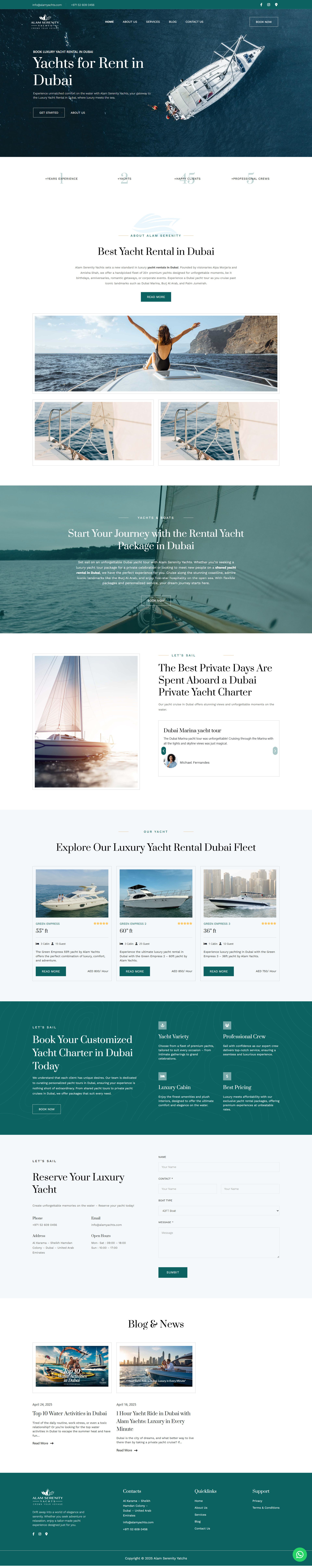 Alam Serenity Yachts custom WordPress theme by SmarterDigi
