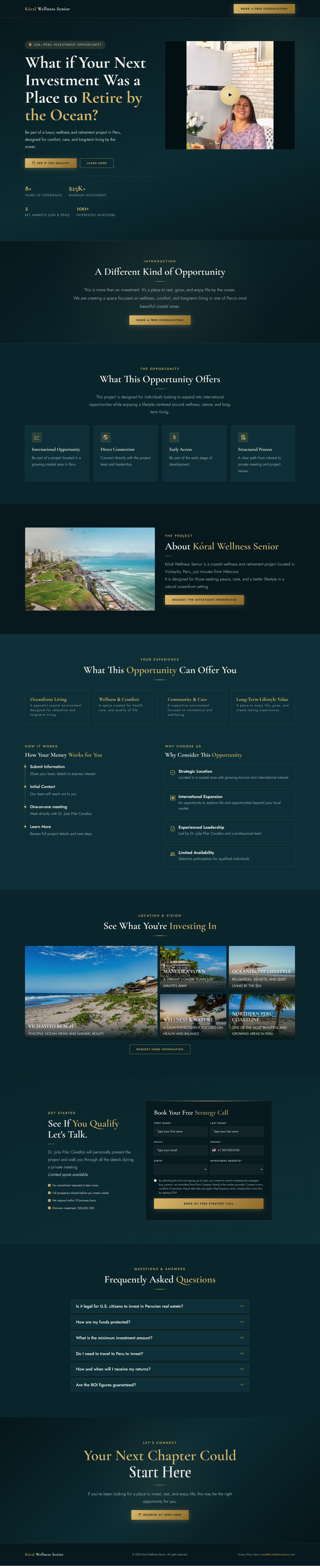 Koral Wellness Senior Peru investment landing page by SmarterDigi