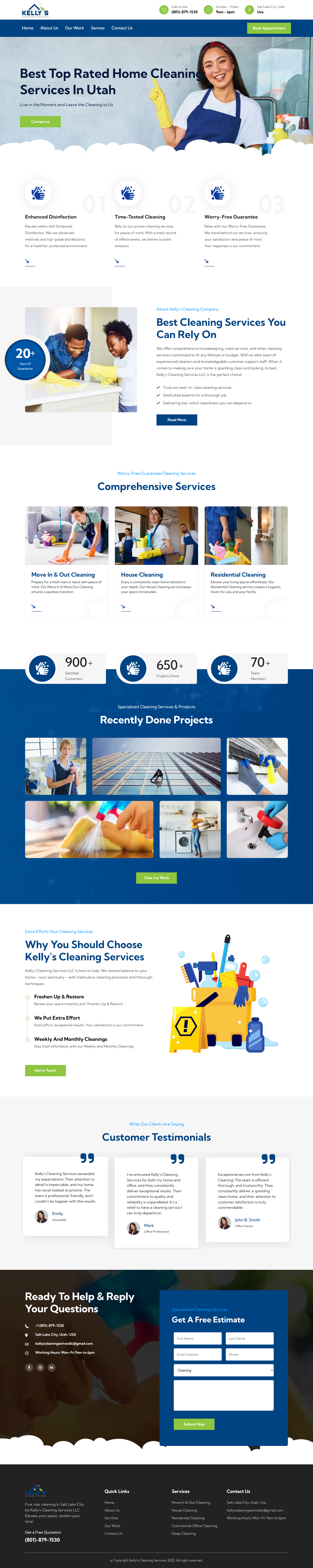 Kelly's Cleaning Services homepage