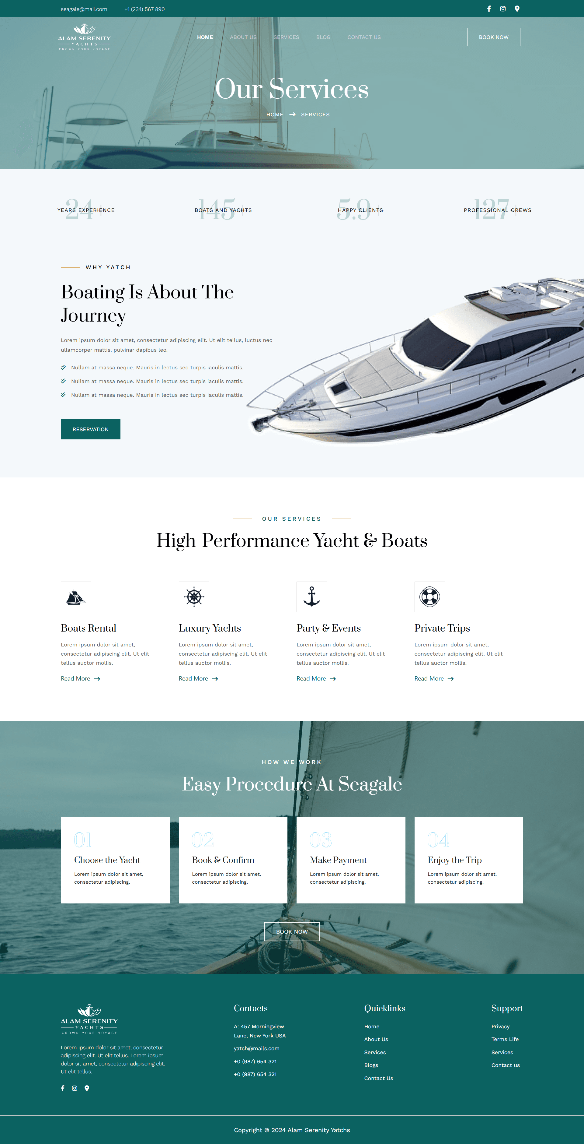 Alam Serenity Yachts services section