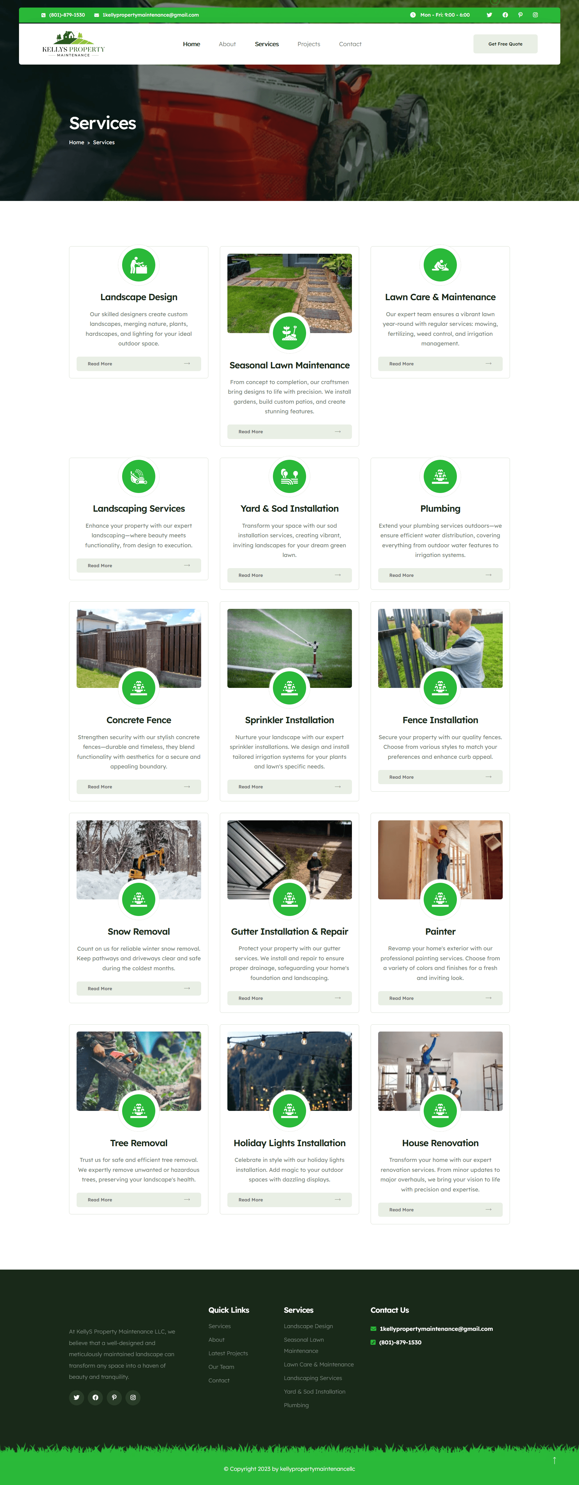 Kelly's Property Maintenance services section